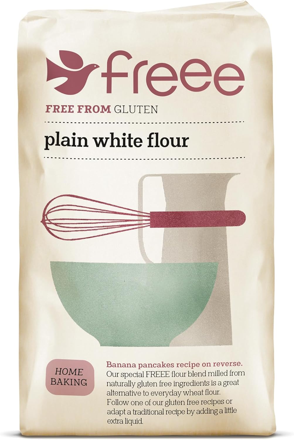 freee Plain White Flour Bag 2.2 lb (1 kg) | Gluten Free All-Purpose Flour Blend for Baking Bread, Cakes, Pastries & Cookies | Vegan, Kosher, Halal Certified | Imported from UK