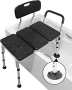 PEPE Mobility Tub Transfer Bench for Bathtub, Shower Chair with Backrest, Slip-Resistant Feet, Height Adjustable, Black, Shower Bench Shower Seat for Elderly and Disabled
