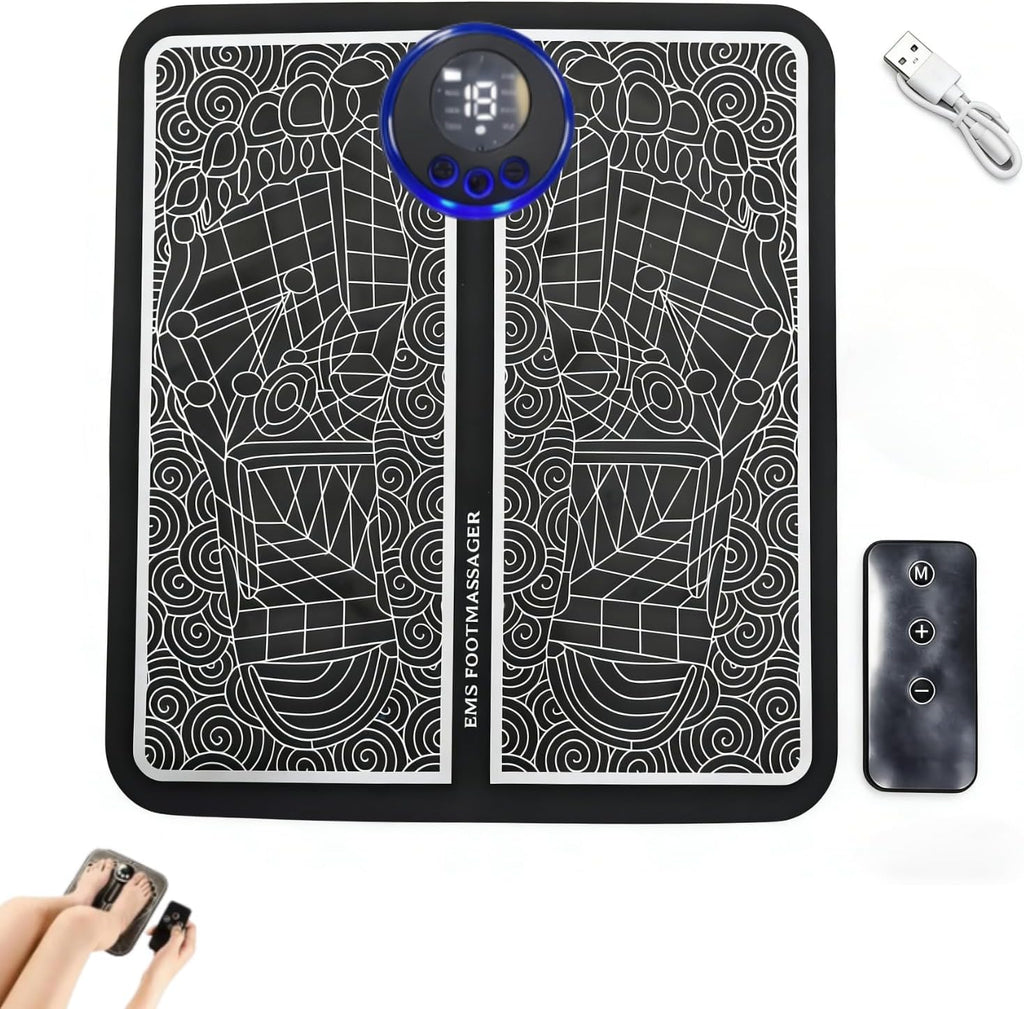 Foot Massage mat for Acupressure, with Remote Control, Leg and Foot stimulating Massage mat, Improves and Promotes Muscle Function, for Muscle Relaxation, 8 Modes, 19 Intensity Levels.
