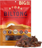 Ayoba Spicy Grass Fed Beef Biltong Slices (4 Ounce, Pack of 1) - Keto Friendly Air-Dried Grass Fed Beef Paleo Snacks - Gluten Free, Whole 30 Approved, Sugar free, No Carb Meat Snacks