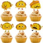 24Pcs Taco Bout Cupcake Toppers Mexican Fiesta Festival Treat Cake Picks for Cinco de Mayo Birthday Party Decorations Supplies