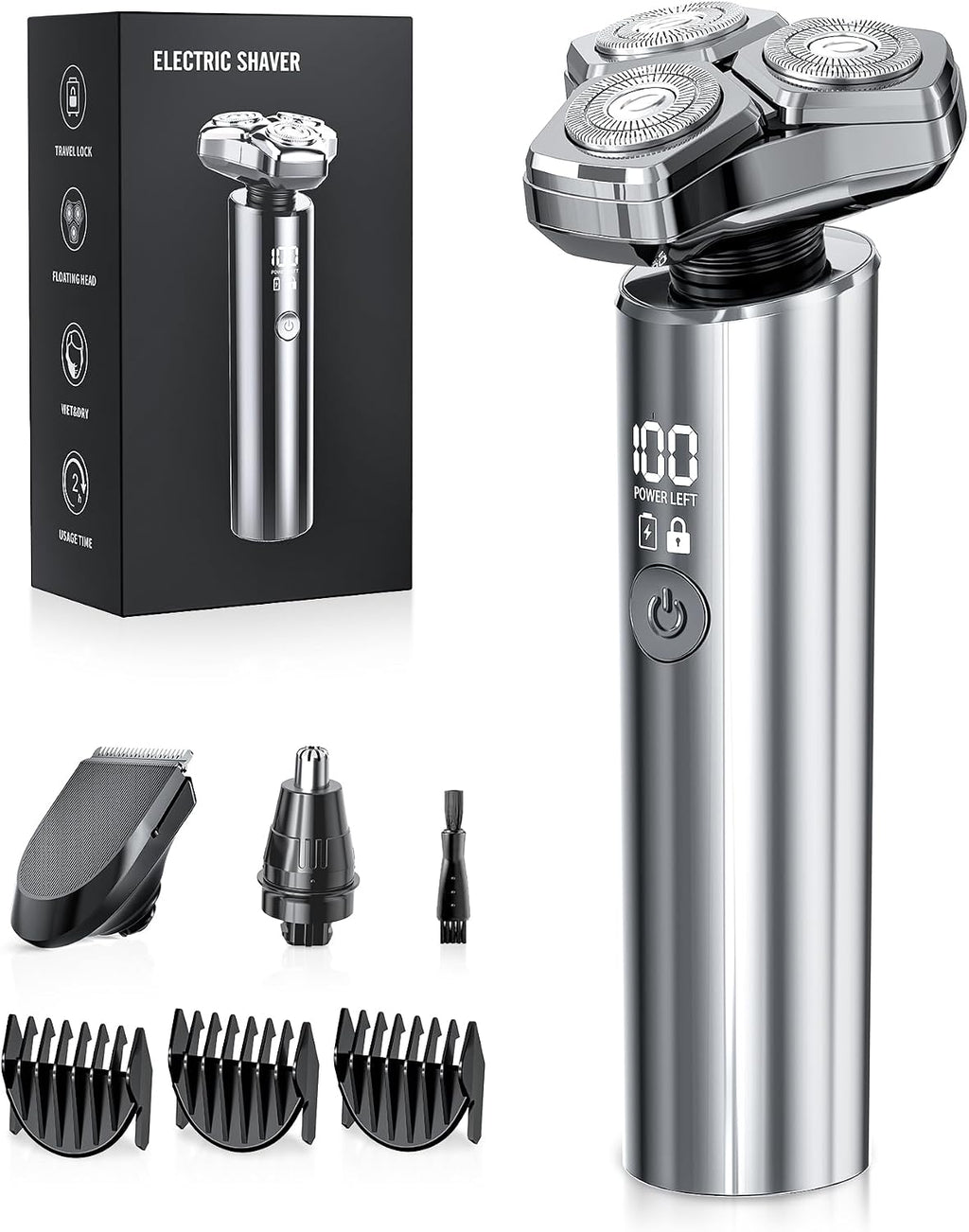 Electric Razor for Men，10,000RPM High-Speed Motor, IPX8 Waterproof, USB Fast Charging, Quick Charge & Travel Lock,Upgraded Soul Gray