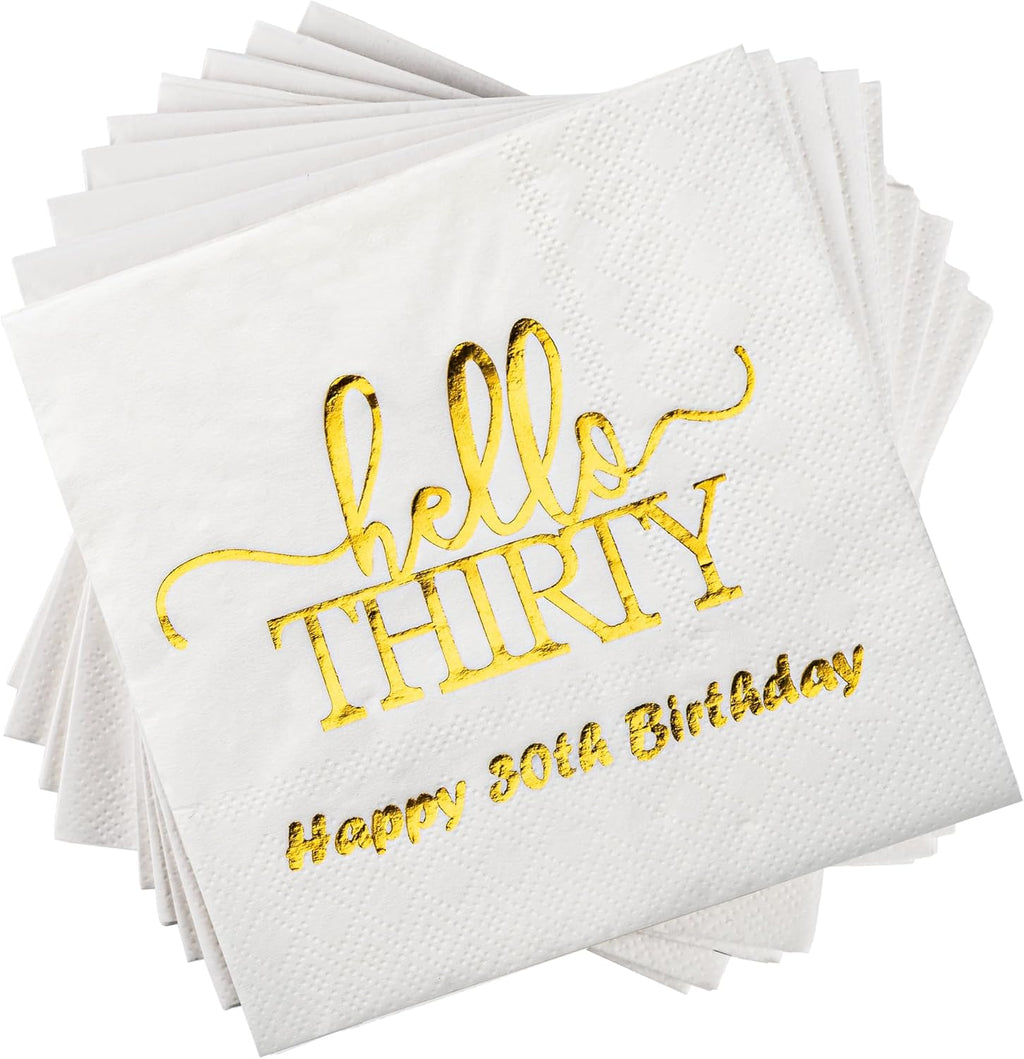 Birthday Party Supplies Napkins Disposable Paper Napkins with Gold Foil,Happy Birthday Decorations,100-Pack,3-Ply Napkins,5 x 5 inch folded (Gold BR)