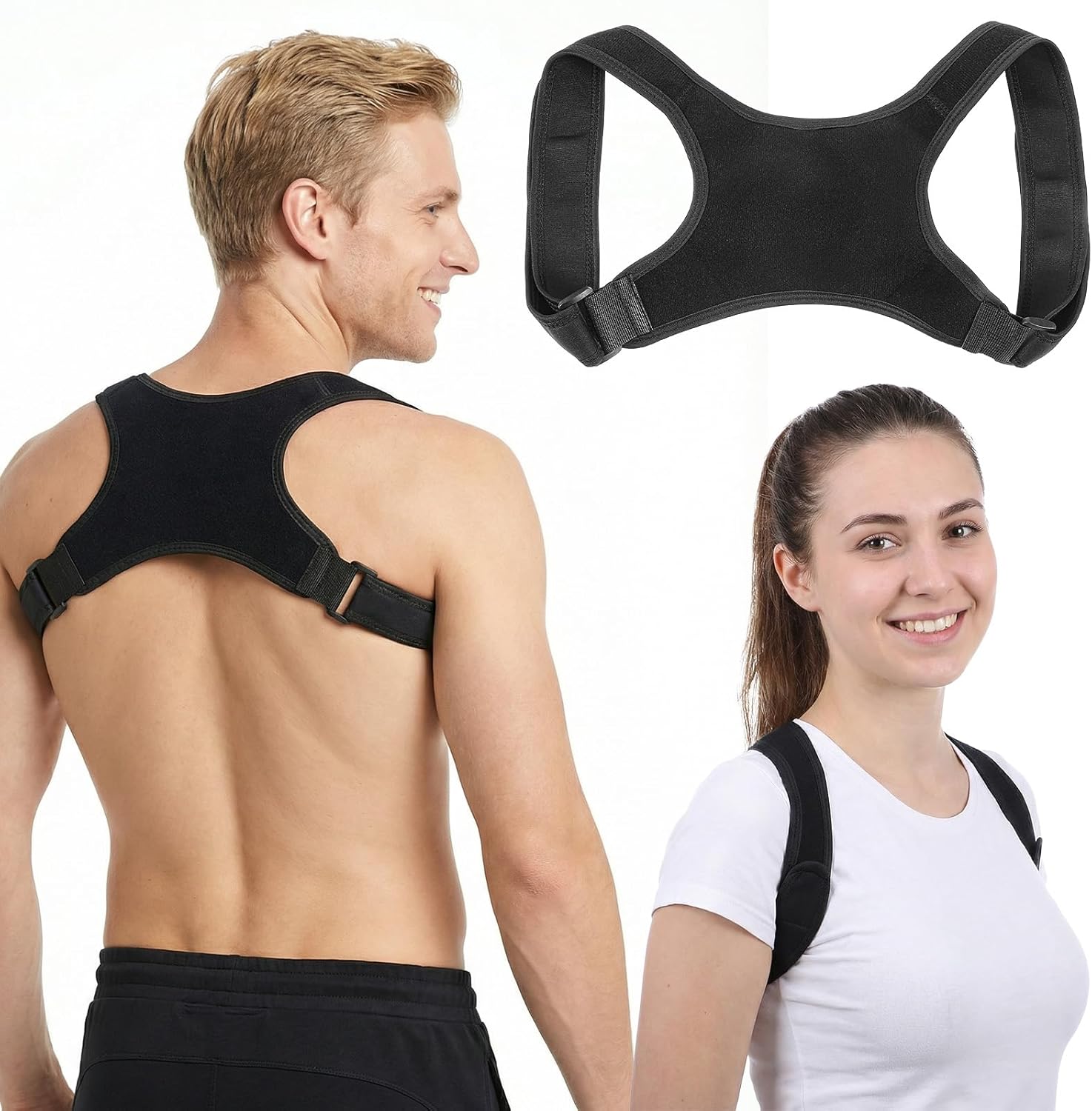 Posture Corrector Adjustable Comfortable Back Brace Lightweight Breathable Upper Straightener Support for Women Men Lower Back Shoulder Clavicle Neck Hunchback Pain Relief