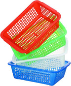 Zerodeko Rectangular Kitchen Drain Basket 10.82X8.03X3.14In Plastic Storage Organizer with Drainage Holes for Fruit Vegetable Drying and Pantry Storage