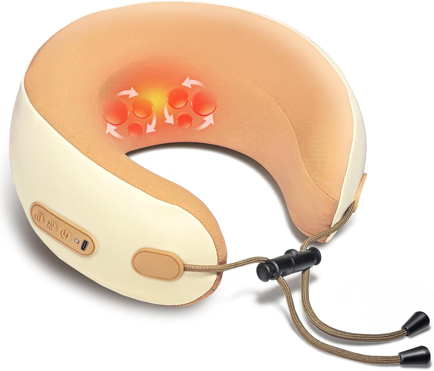 Neck Massager Pillow with Heating,Portable Heated Kneading Massage Cushion Pillow,Cordless Shiatsu Neck Massager,for Neck Pain Relief,for Home,Airplane,Car,Office,Travel