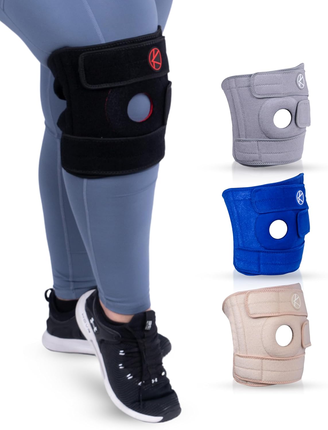 KARM Plus Size Knee Brace for Women & Men Plus Size - Adjustable Knee Support Brace for Meniscus Tear, Arthritis Pain, Compression with Side Stabilizers - Obese People (4XL/5XL/6XL Black)
