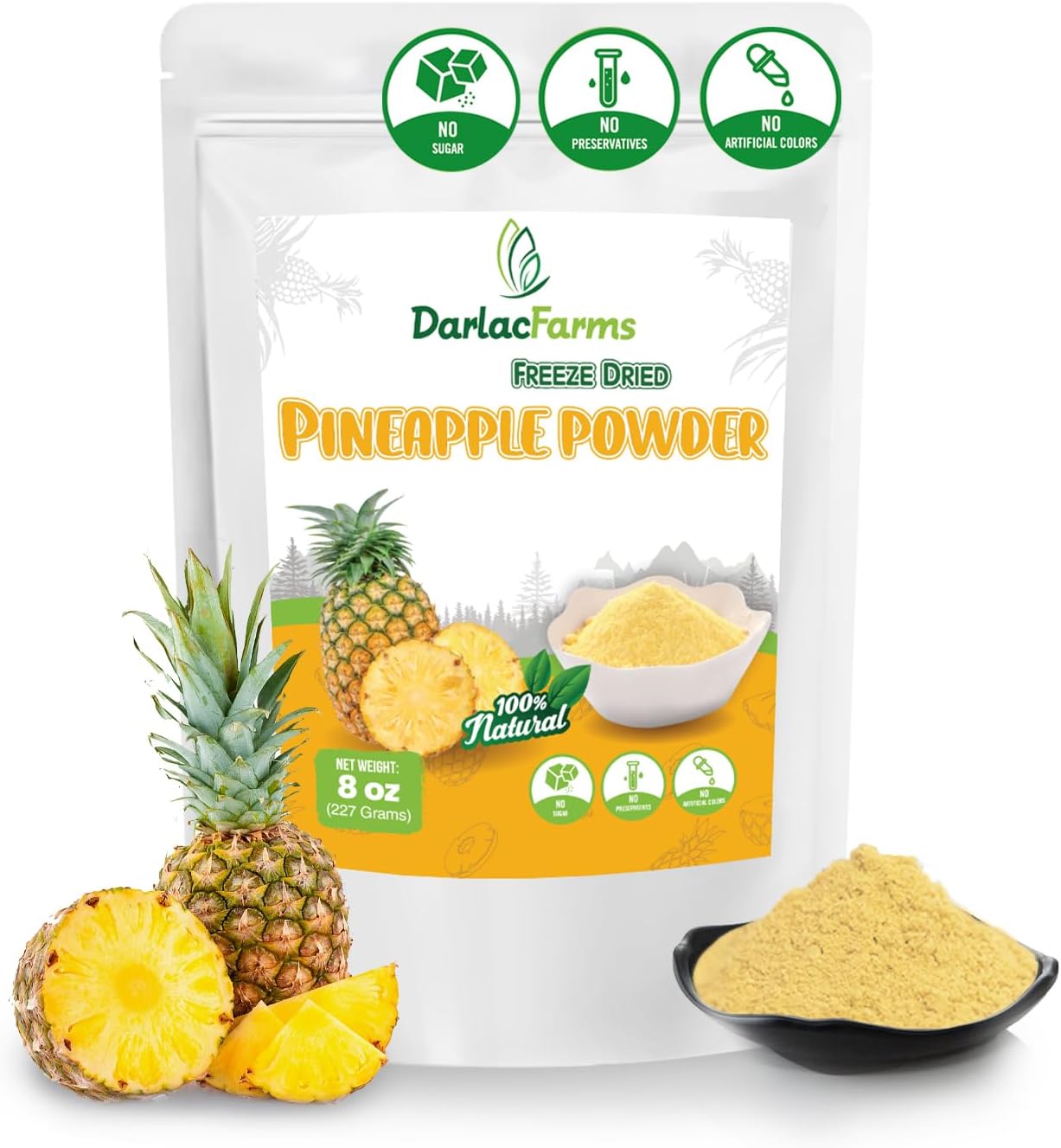Freeze Dried Pineapple Powder 8Oz – 100% Real Fruit Powder, No Sugar Added, Vegan & Gluten-Free, Freeze Dried Fruit Powder for Smoothies, Drinks & Baking