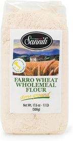Sanniti Farro Wheat Wholemeal Flour, Stone Ground – 17.6 oz (500g) Bag – Premium Ancient Grain Flour, Product of Italy