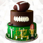 VioraWhite Large Football Cake Toppers 8pcs Include 5 Balls of Different Sizes 2 Trophies and 1 Happy Birthday Sign for Cake Decoration Sport Theme Party Ceremony
