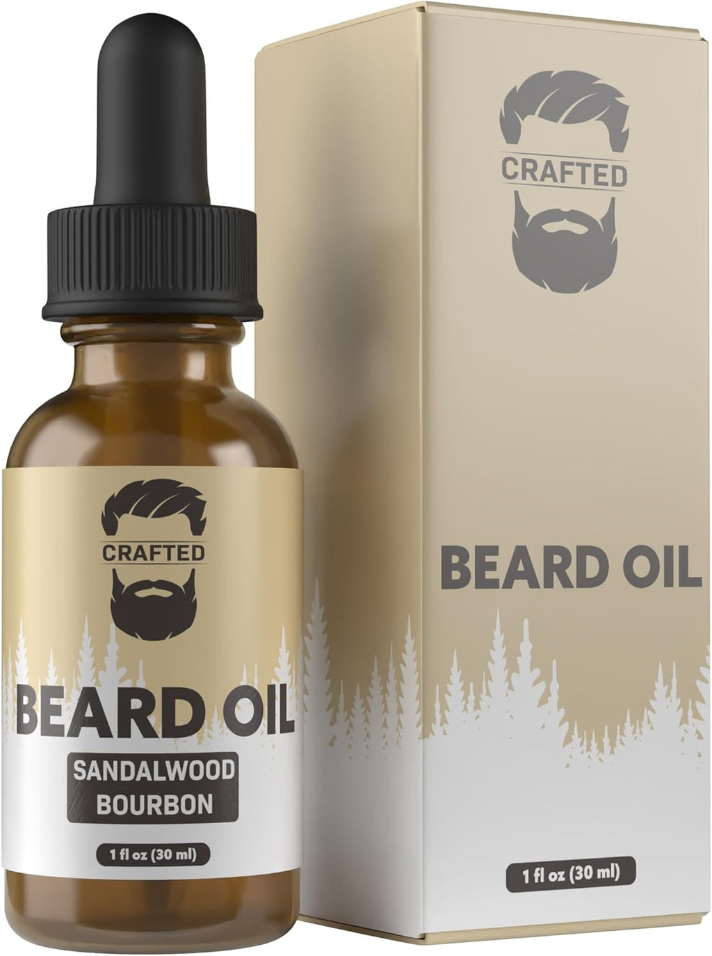 Crafted Beards Beard Oil Beard Oil Conditioner - Leave Your Beard Feeling Amazing - All Natural Ingredients - No Residue - Mustache Oil - 1oz - Made in the USA (Sandalwood Bourbon)
