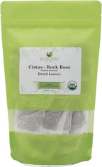 Biokoma Organic Cistus Rock Rose Tea Bags 60 Count Cistus Incanus Dried Leaves USDA Organic Herbal Tea Immune Respiratory Support Resealable Pouch Caffeine-Free Pure No Preservatives Non GMO Kosher
