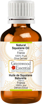 Greenwood Essential Pure Natural Squalane Oil (derived from Olives) Natural Therapeutic Grade for Hair, Skin & Aromatherapy 5ml (0.16 oz)