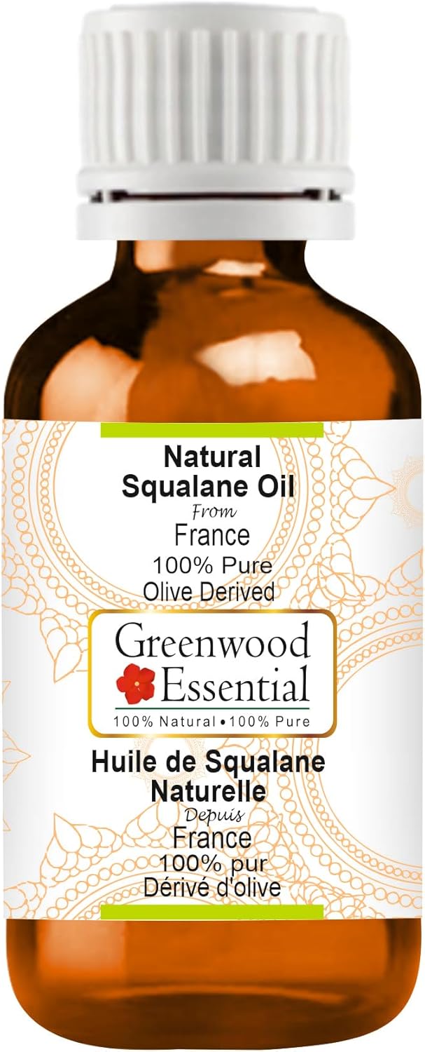 Greenwood Essential Pure Natural Squalane Oil (derived from Olives) Natural Therapeutic Grade for Hair, Skin & Aromatherapy 5ml (0.16 oz)