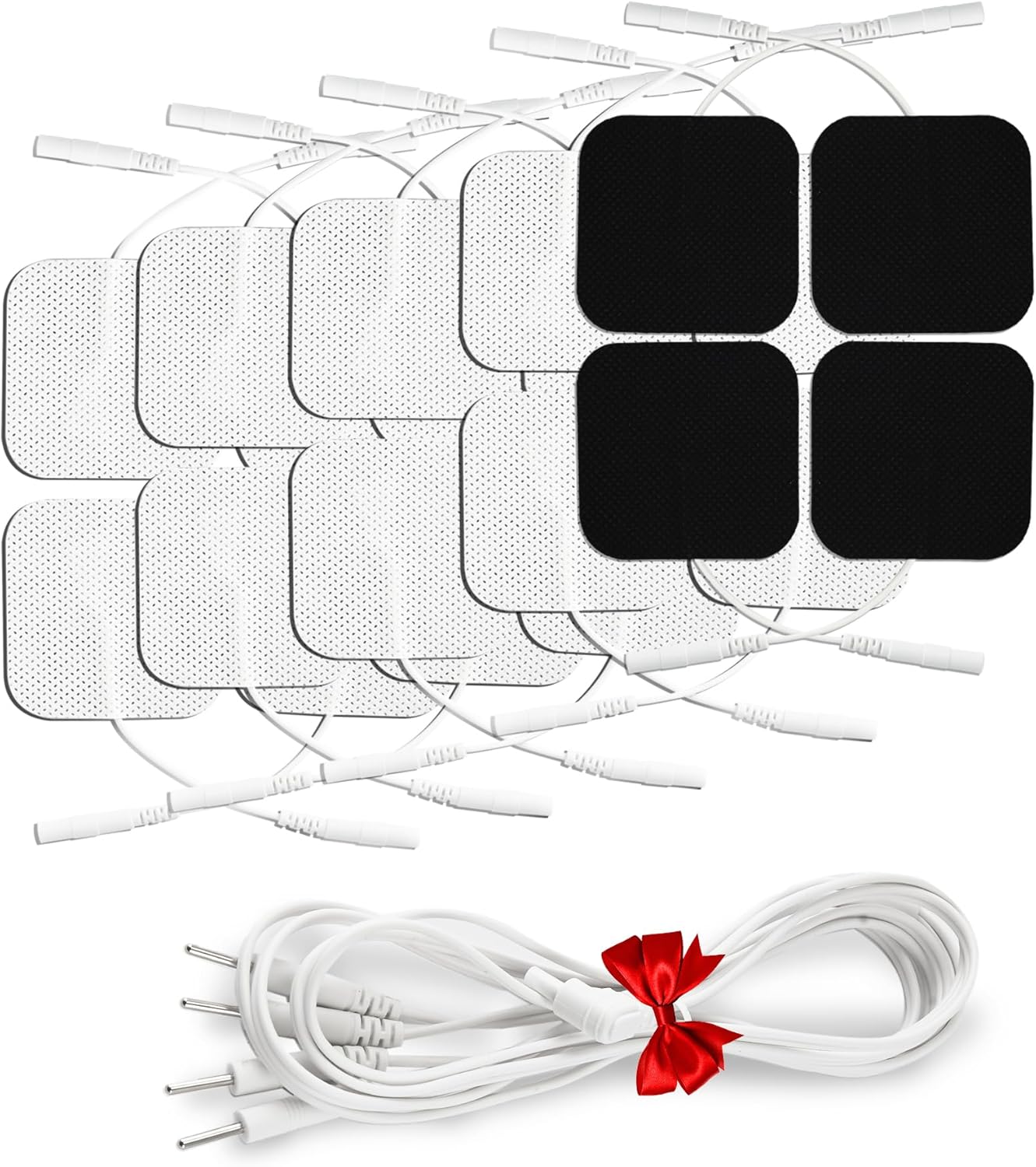 TENS Unit Electrode Pads (20PCS) with Free 1/4 Wire Cable - Universal 2x2 Replacement Pads for TENS EMS Muscle Stimulator - Compatible with TENS 7000/3000, AUVON, Belifu, AVCOO, Neocarbon, TENKER