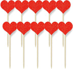 Confetti 40Pcs Heart Cupcake Toppers Sweet Love Theme Hearts Food Picks For Valentine Wedding Engagement Bridal Shower Birthday Party Cake Decorations - Red