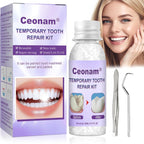 1.0oz / 30ml Moldable Tooth Repair Kit with Stainless Steel Tweezers and Dental Pick, Temporary Tooth Replacement Thermal Beads for Broken or Missing Teeth, Denture Repair, and DIY Oral Care