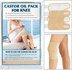2 Pack Castor Oil Pack Wrap, Castor Oil Wrap for Knee Elbow Arm& Thigh, Reusable & Washable Organic Cotton Patch, Castor Oil Compress Pads with Adjustable Velcro Elastic Strap