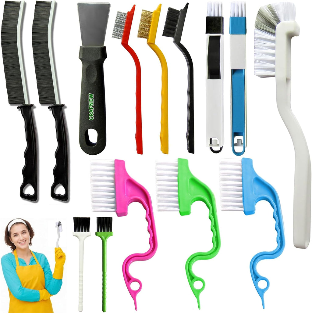 14Pcs Small Crevice Cleaning Brush Set, Groove Gap Cleaning Tool for Cleaning Kitchen,Bathroom, Corner, Sink,Door,Window Track,Cup
