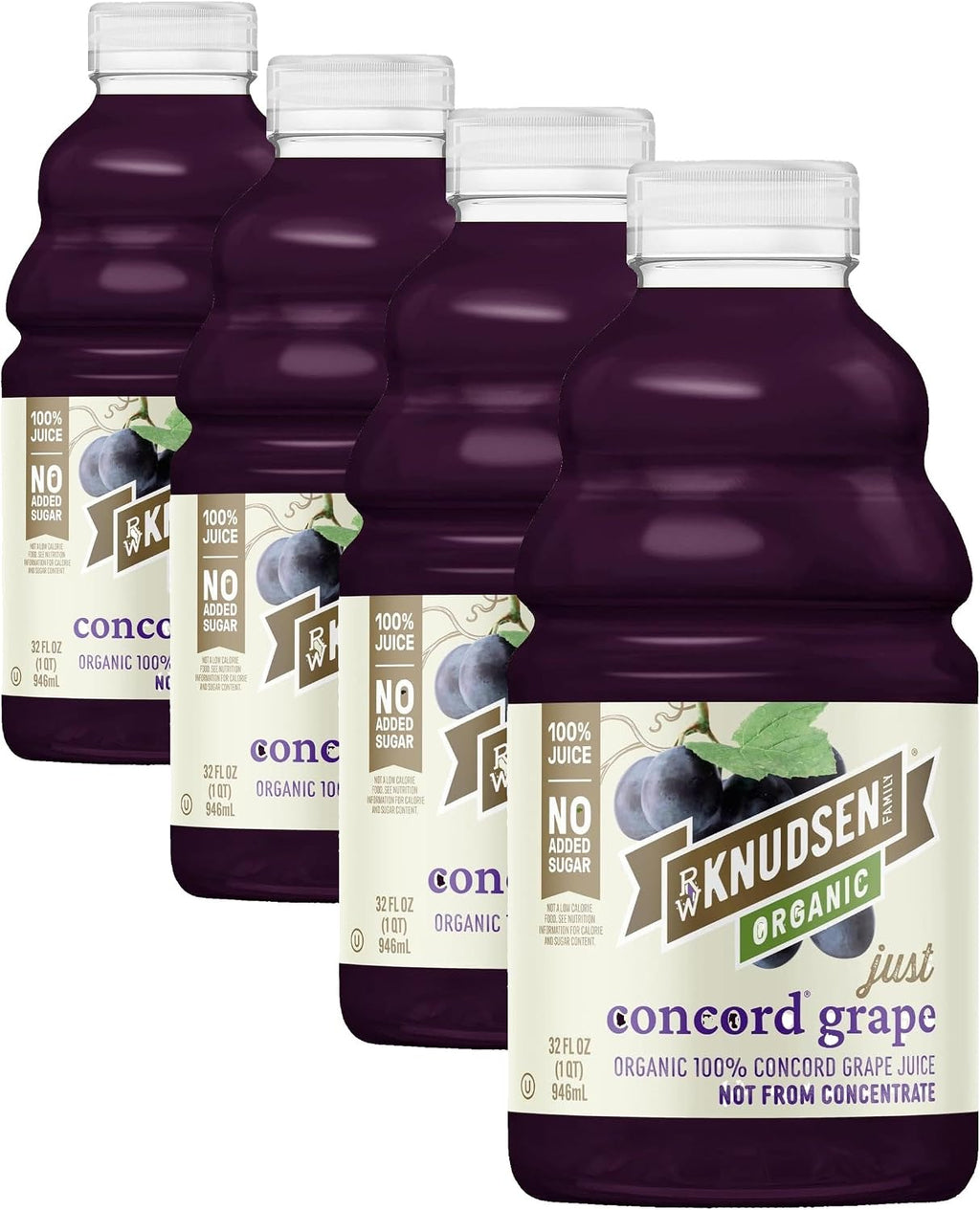 R.W. Knudsen Organic Just Concord Grape Juice, 32 fl oz (Pack of 4)