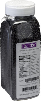 DecoPac Black Sprinkles | Extra Large 26oz Pack | Cake Sprinkle Mix, Fancy Sprinkles For Cake Decorating, Handheld Container, Candy Sprinkles, Cake Sprinkles - Black