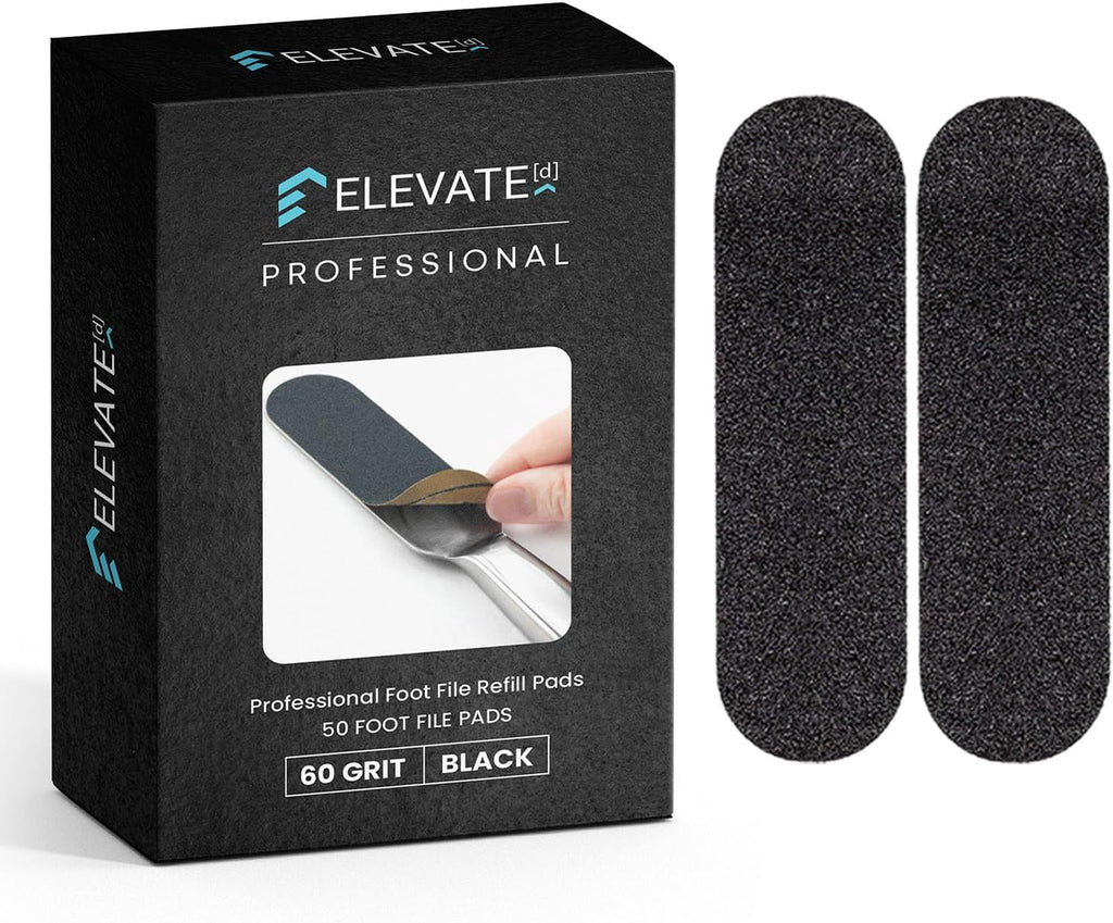 Professional Pedicure File Refills - Pack of 50 Foot File Replacement Pads 60-Grit (Course) - Black - Disposable Foot Files for Pedicures - Pedi Foot File Pads with Water Resistant Strong Adhesive