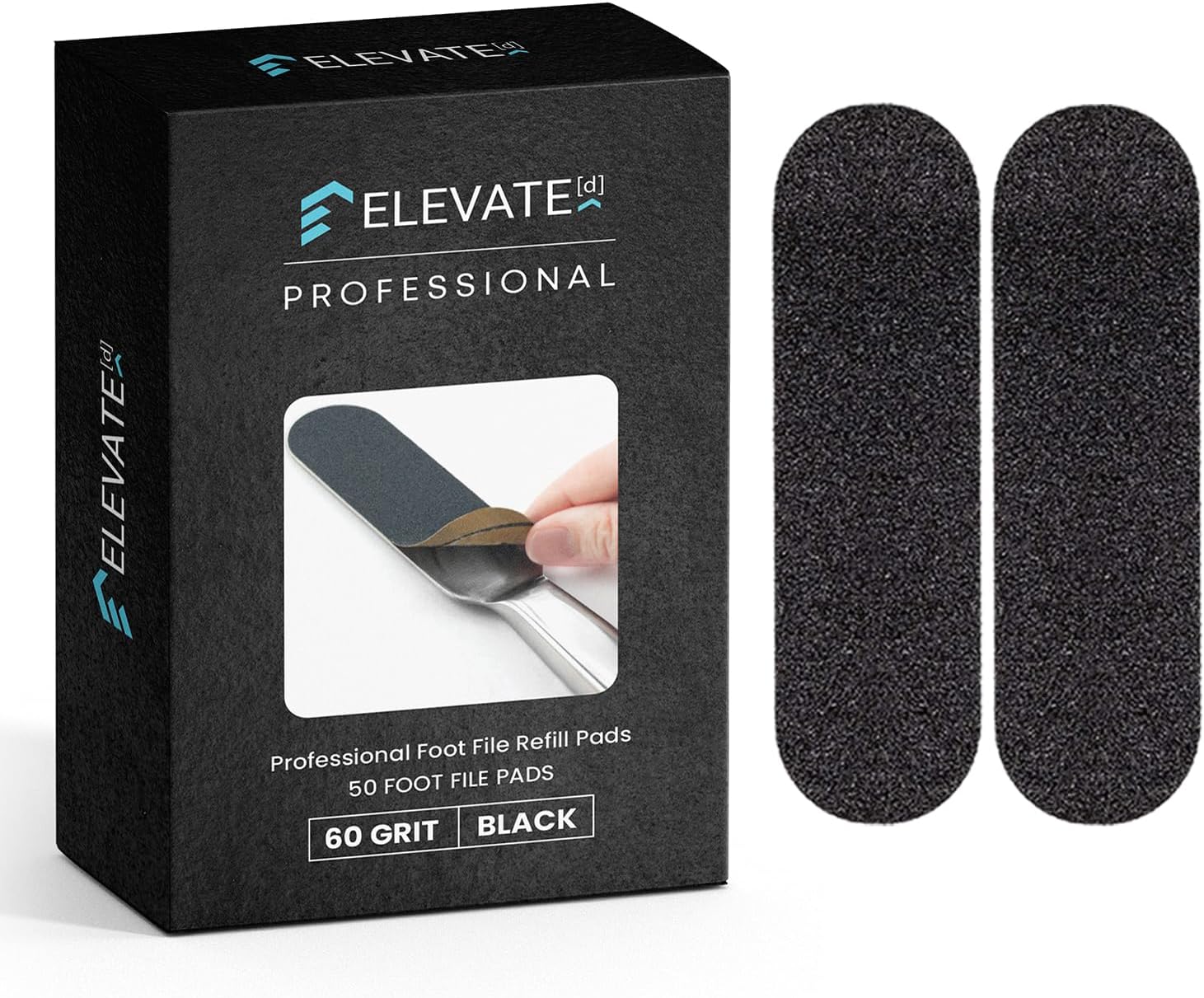 Professional Pedicure File Refills - Pack of 50 Foot File Replacement Pads 60-Grit (Course) - Black - Disposable Foot Files for Pedicures - Pedi Foot File Pads with Water Resistant Strong Adhesive