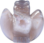 SUNYIK Carved Agate Geode Pocket Statue Natural Owl Animal Stone Sculpture Figurine Home Office Decor for Healing Meditation