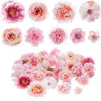 54Pcs Faux Flowers Heads Small Decorative Flowers for Crafts Cake Wreath Garlands Wedding Table Home Decoration