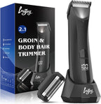 INVJOY Manscape Body Trimmer for Men, Waterproof Electric Razor/Shavers with Dual-Head for Facial, Pubic & Groin Hair Grooming, Ceramic & Foil Blades Hair Trimmer with LED - Birthday Gift for Him Dad