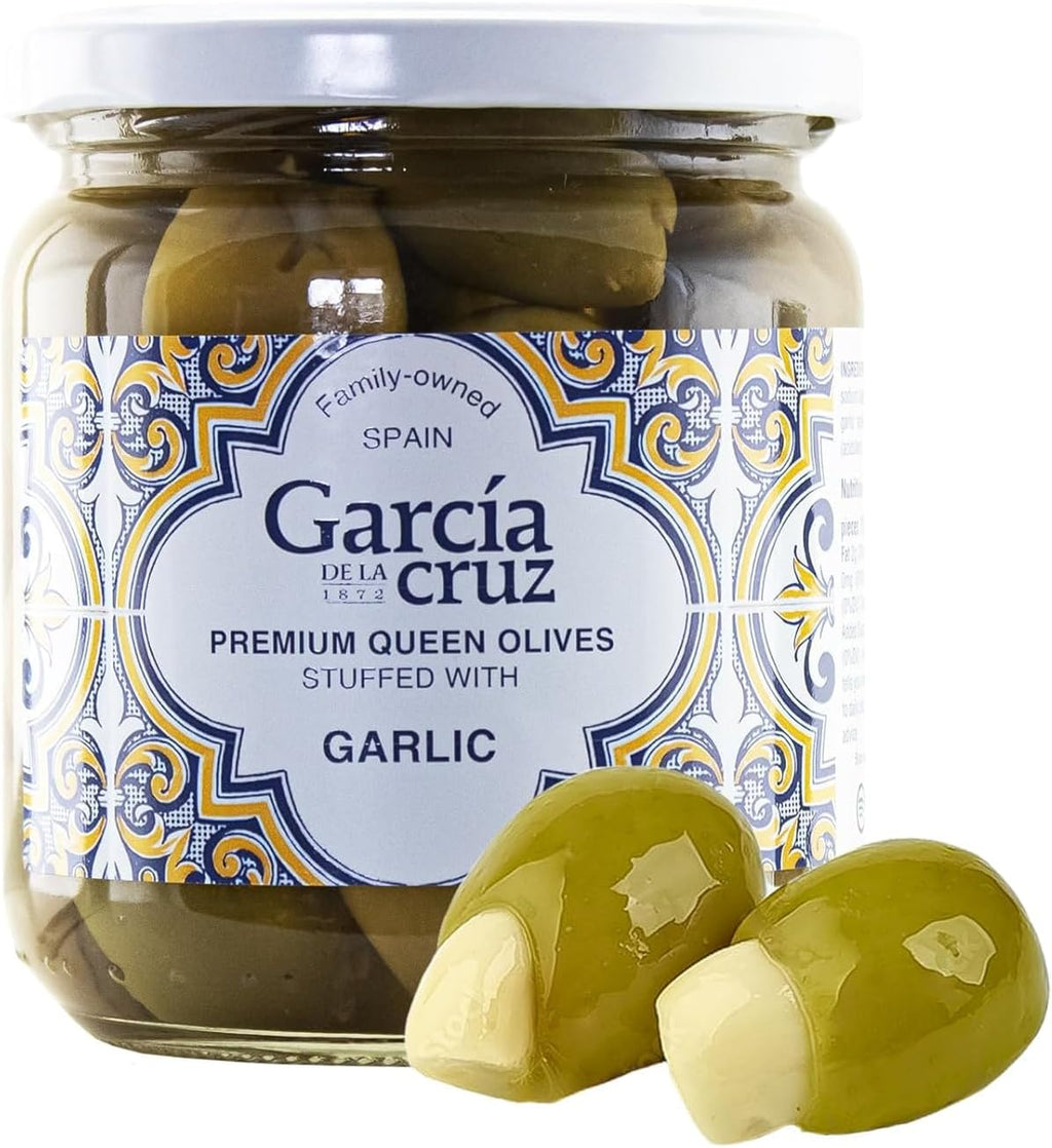 Garlic Stuffed Olives, Garcia de la Cruz, 14 oz (14oz, Garlic)