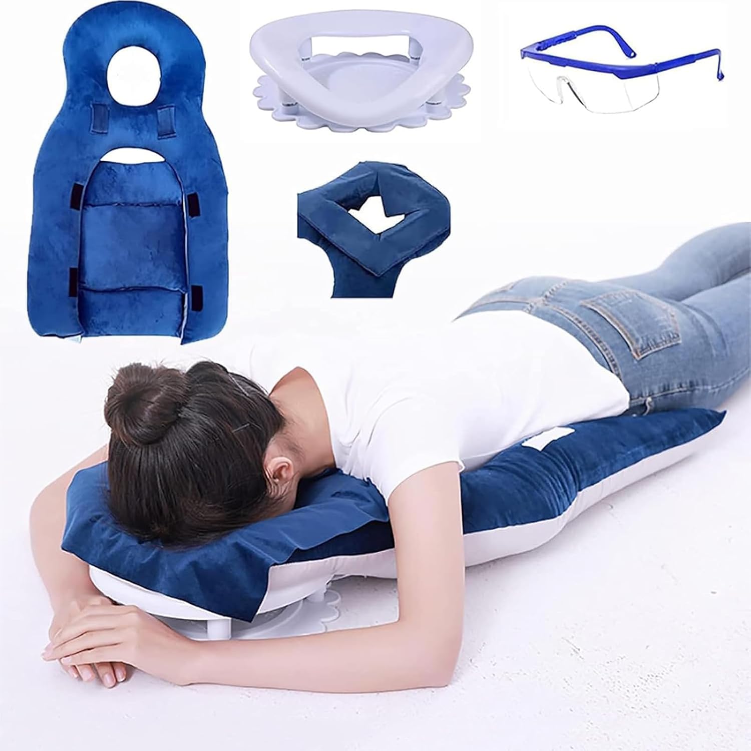 Vitrectomy Recovery Pillow, Reversible Face Down Pillow After Eye Surgery with Centre Hole and Adjustable Stand, Reversible Face Down Support, for Macular Hole And Retinal Detachment Post Surgery