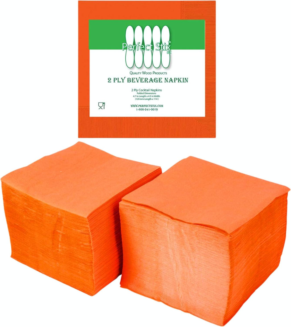 Perfectware Orange Halloween Cocktail Napkins, 2-Ply, 300 Count