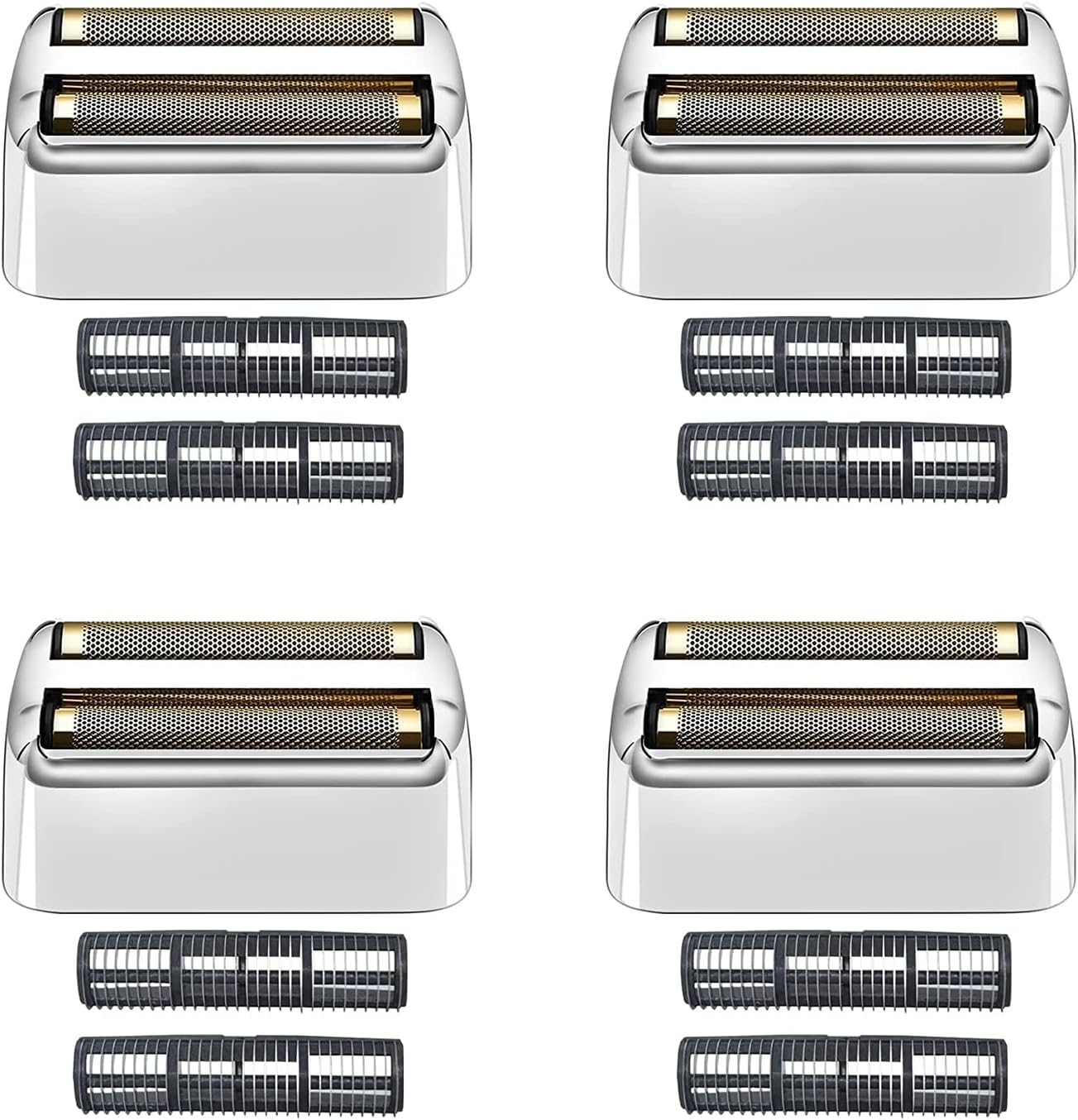 4 Pack Shaver Replacement Foil and Cutters compatible with BaBylissPRO Double FXFS2 Metal shaver foil replacement (Sliver-4PCS)