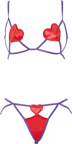 womens Two Piece Lingerie Set, Purple/Red, Small-Medium US