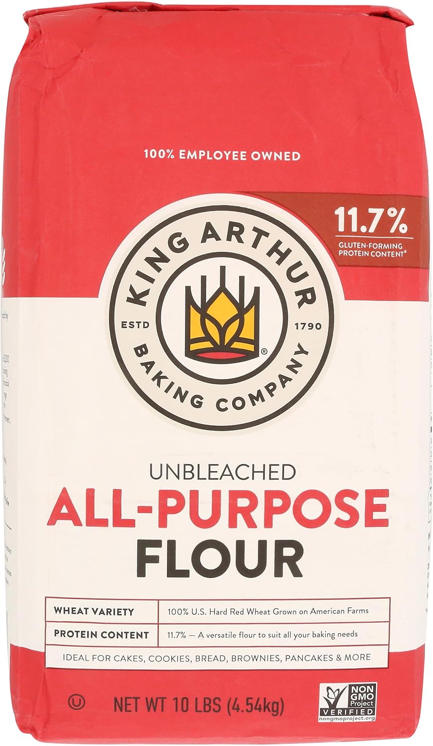 King Arthur Flour Unbleached NonGMO Project Verified Certified Kosher No Preservatives All Purpose Flour, 10 lb Bag