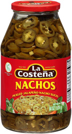 La Costena Nachos Sliced Pickled Jalapeno Peppers 1 Glass Jar 4 LBS/64oz Each