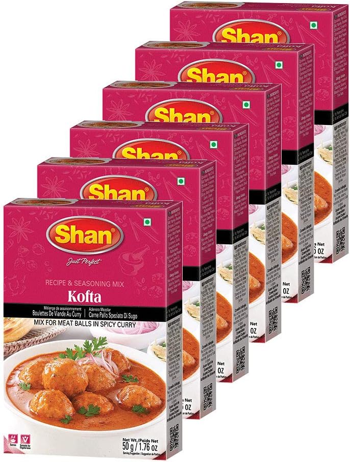 Shan - Kofta Seasoning Mix (50g), Spice Packets for Meat Balls in Spicy Curry (Pack of 6)