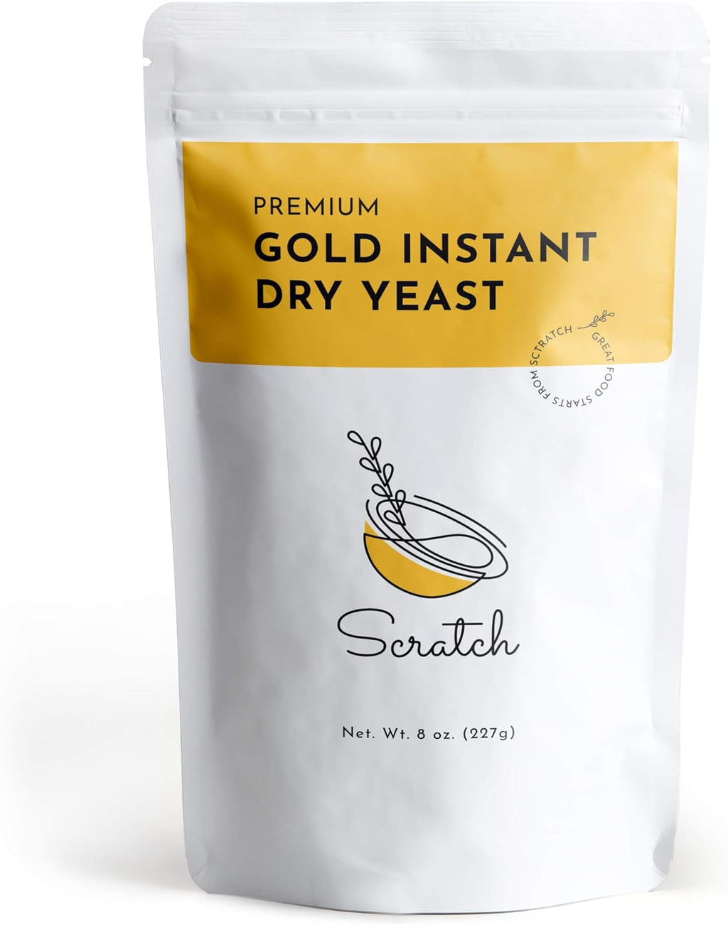 Scratch Gold Yeast - Instant Dry Yeast for a Rapid Rise - Add Straight to Dry Mix - Perfect for Making Bread, Bread Machines, Pizza Dough, Crusts & More - (Gold 8oz) (1 Packet)