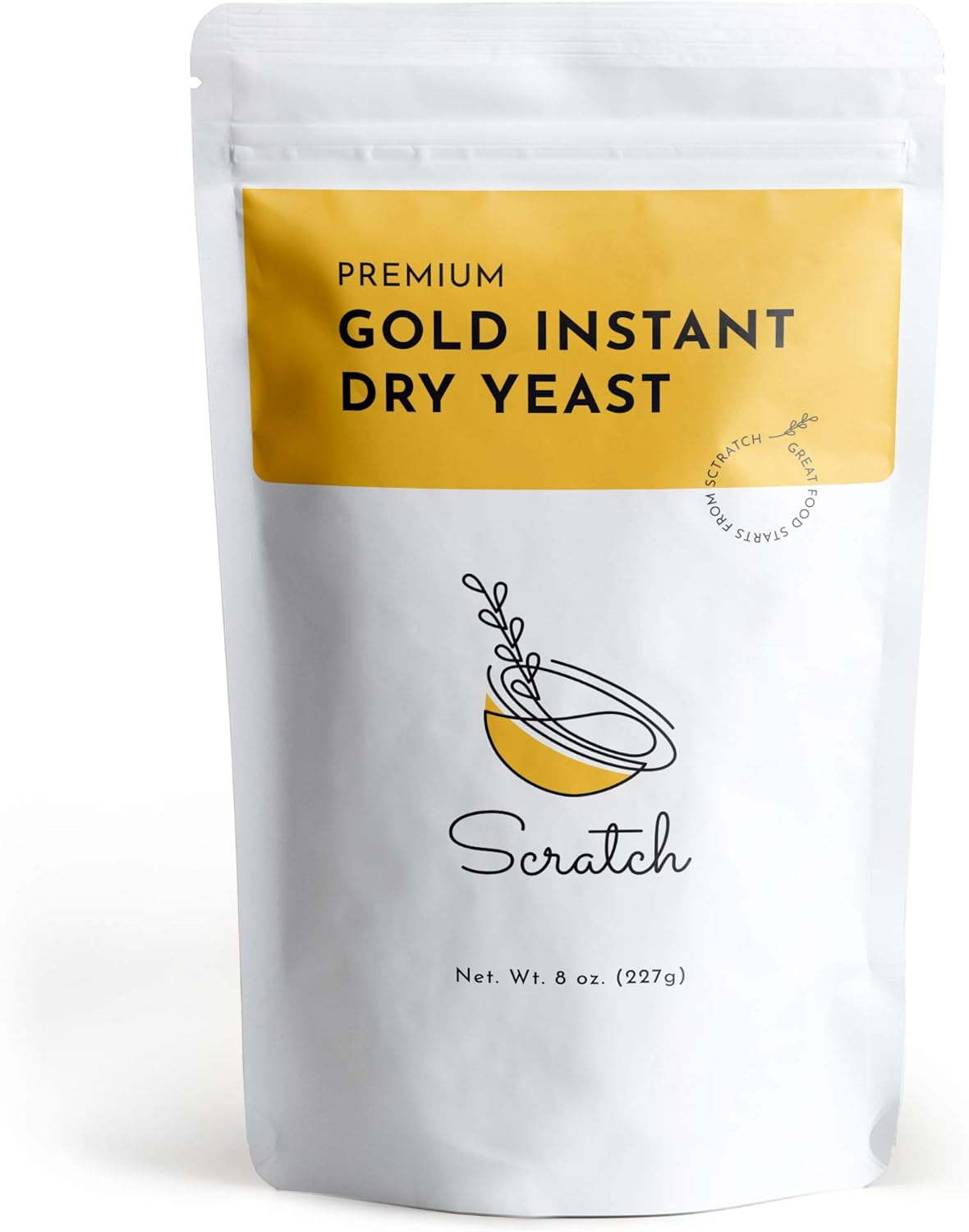 Scratch Gold Yeast - Instant Dry Yeast for a Rapid Rise - Add Straight to Dry Mix - Perfect for Making Bread, Bread Machines, Pizza Dough, Crusts & More - (Gold 8oz) (1 Packet)