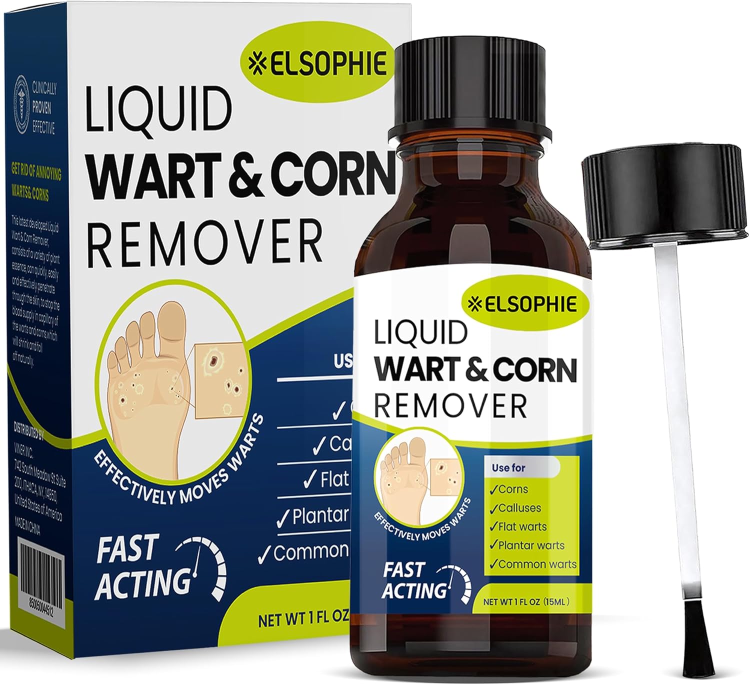 Fast-Acting Wart Remover Freeze Off: Salicylic Acid Maximum Strength Wart Removal Freeze Away for Men and Women - Plantar Wart Genital Wart Corns Calluses 1 oz