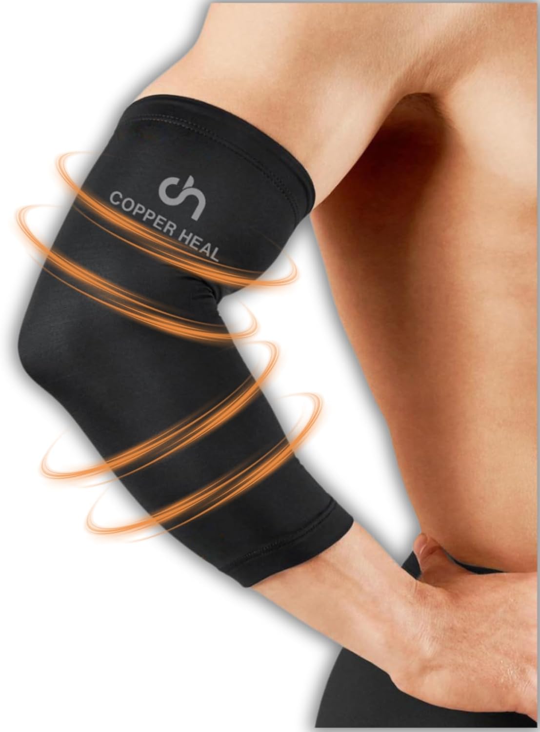 COPPER HEAL Elbow Compression Sleeve - Sport Recovery Elbow Brace GUARANTEED with Highest Copper Infused Content Support Stiff Sore Muscles Joints Arm Tennis Basket Wrap