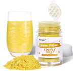 Yellow Edible Glitter for Cocktails, Sujoygar 4g Luster Dust Edible Drink Glitter Shimmer Powder for Cake Decorating Baking Fondant Chocolate Strawberrie Food Garde