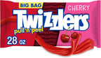 TWIZZLERS PULL 'N' PEEL Cherry Flavored Licorice Style, Chewy Candy Big Bag, 28 oz