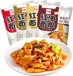 Authentic Sichuan Red oil pastry noodles 105g*4pcs,Sichuan spicy snacks (Hot and sour) Non-fried 红油面皮
