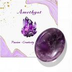 GolbalJew Amethyst Thumb Worry Stone for Anxiety Healing Crystals Sets, Hand Carved Crystals and Healing Stones, Meditation Crystal Reiki Natural Relax Palm Stone for Anxiety Therapy Relief