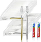 50 pcs Disposable Toothbrushes with Toothpaste, 2 Color Toothbrushes and Toothpaste 10g, Bulk for Homeless, Airbnb, Hotel,Charity