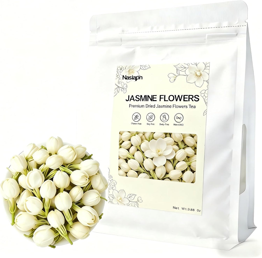 NASLAPH Dried Jasmine Flowers, Jasmine Buds Tea Loose Leaf, Authentic Chinese Jasmine Scented Tea 3.88Oz/110g