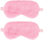2 Pcs Plush Eye Mask Soft Sleeping Blindfold Eye Cover Comfortable Furry Faux Fur Sleeping Mask Satin Nap Night Eyeshade Cover for Women Men Gift (Pink)