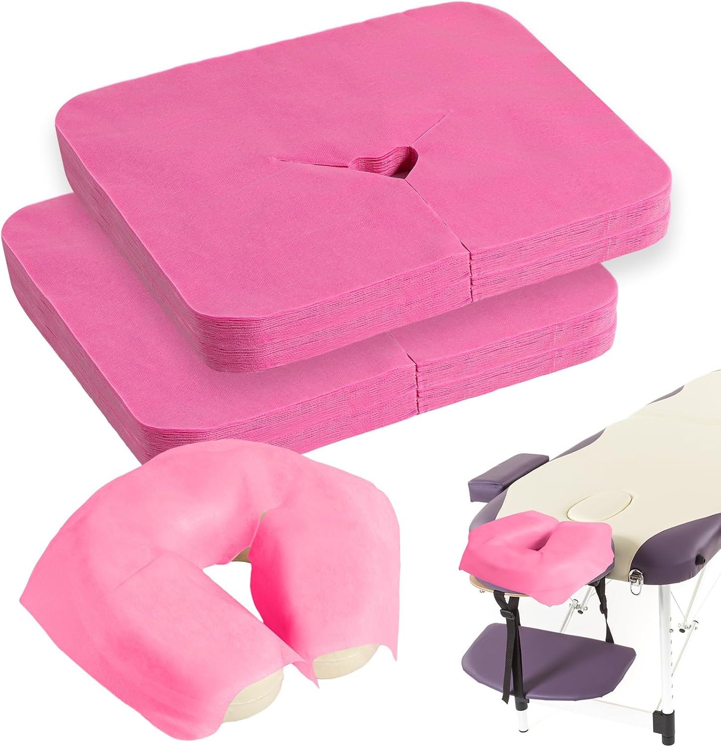 200 Pieces Disposable Face Cradle Covers Massage Headrest Covers for Massage Tables and Massage Chairs Beauty Spa Salon Bed, 11.8 x 15.7 Inches (Pink)